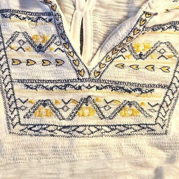 Pol White M Peasant Top Boho Embroidered Festival Cottagecore Romantic - Picture 8 of 15